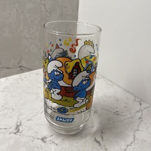 Smurf & Smurfette 1983 Vintage Drinking Glass, Peyo‎ Wallace Berrie & Co